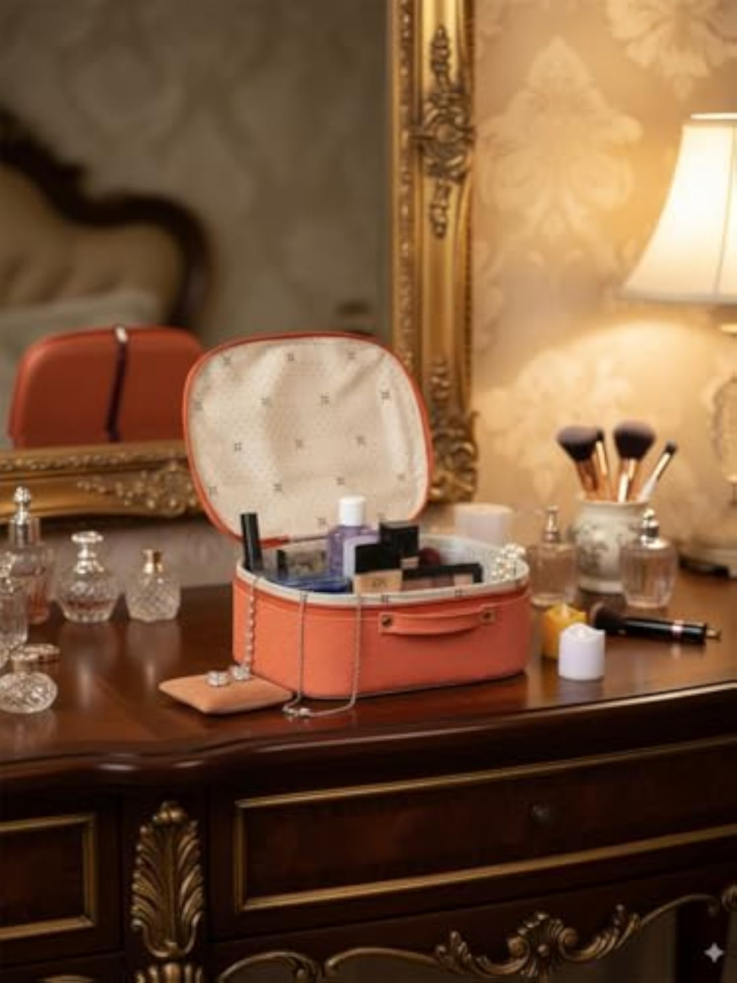 Fabric Makeup Storage Box, Travelling Vanity Cosmetic Bag